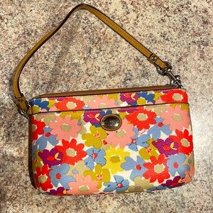 Coach Leather Floral Wristlet